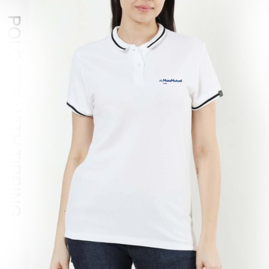 Rare Rabbit Polo Tee with Tipping Tshirt - White - Female